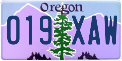 OR license plate 019XAW