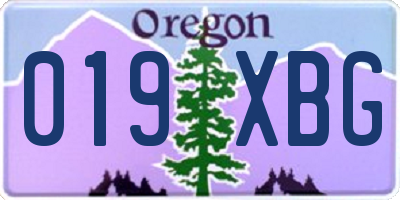 OR license plate 019XBG