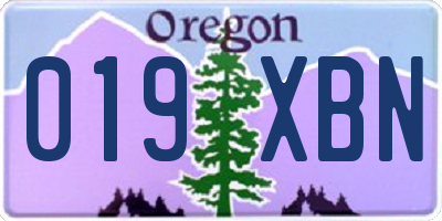 OR license plate 019XBN