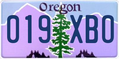 OR license plate 019XBO