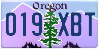 OR license plate 019XBT