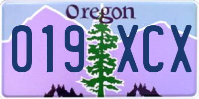 OR license plate 019XCX