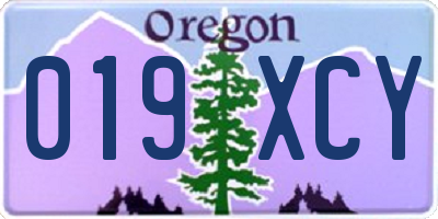 OR license plate 019XCY
