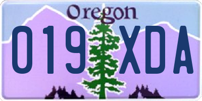 OR license plate 019XDA