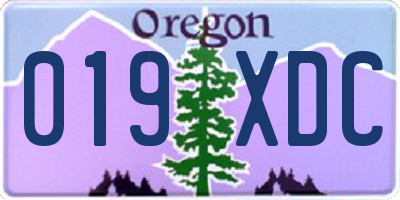 OR license plate 019XDC