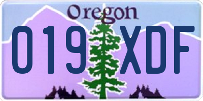 OR license plate 019XDF