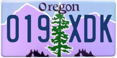 OR license plate 019XDK