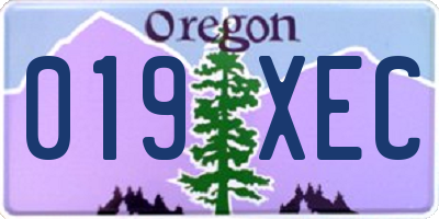 OR license plate 019XEC