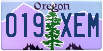 OR license plate 019XEM