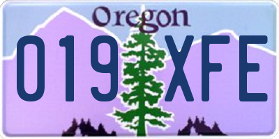 OR license plate 019XFE