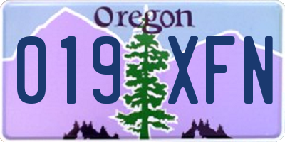 OR license plate 019XFN