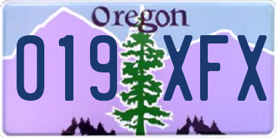 OR license plate 019XFX