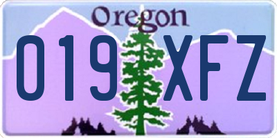 OR license plate 019XFZ