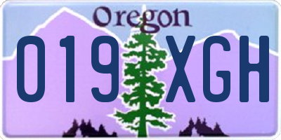 OR license plate 019XGH