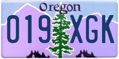 OR license plate 019XGK