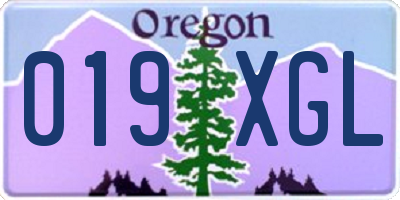 OR license plate 019XGL