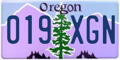 OR license plate 019XGN