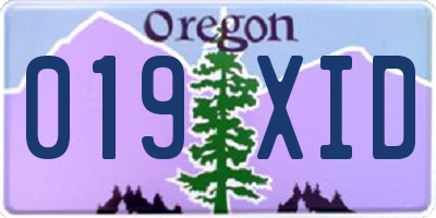 OR license plate 019XID