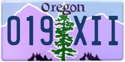 OR license plate 019XII