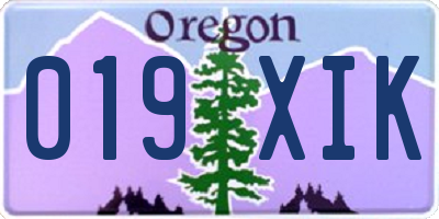 OR license plate 019XIK