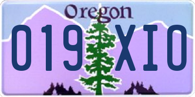 OR license plate 019XIO
