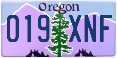 OR license plate 019XNF