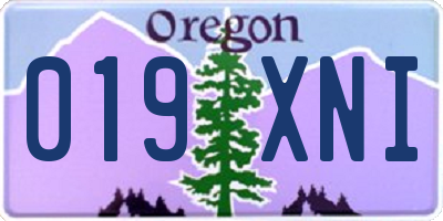 OR license plate 019XNI