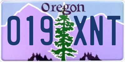 OR license plate 019XNT