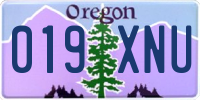 OR license plate 019XNU