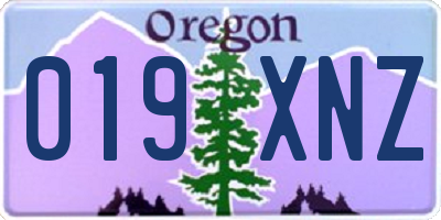 OR license plate 019XNZ