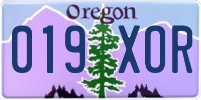 OR license plate 019XOR