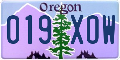 OR license plate 019XOW