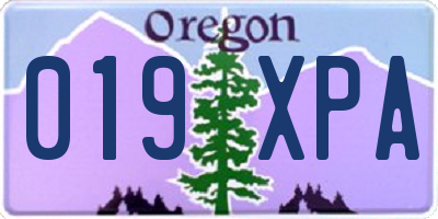 OR license plate 019XPA