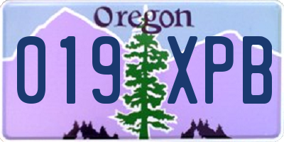 OR license plate 019XPB