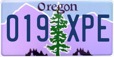 OR license plate 019XPE