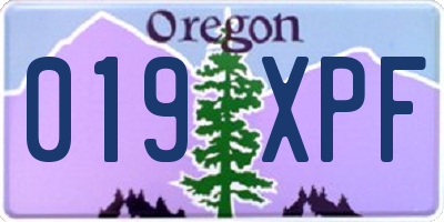 OR license plate 019XPF