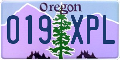OR license plate 019XPL