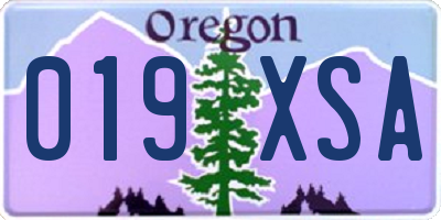 OR license plate 019XSA