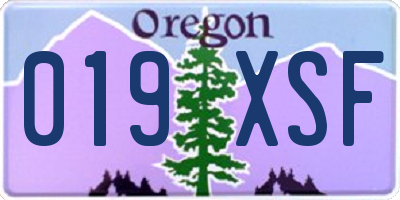 OR license plate 019XSF