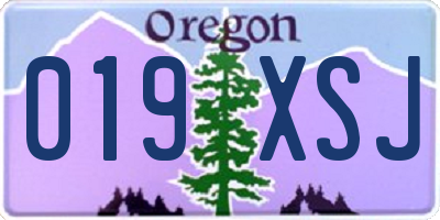 OR license plate 019XSJ