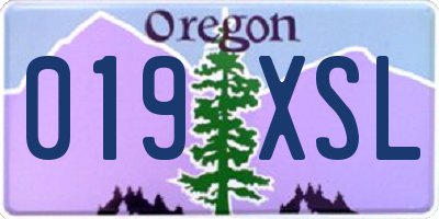 OR license plate 019XSL