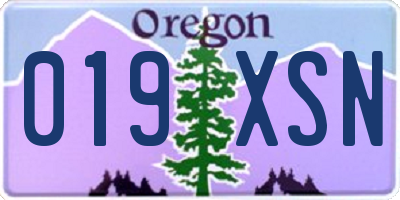OR license plate 019XSN
