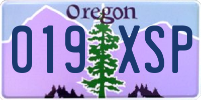 OR license plate 019XSP