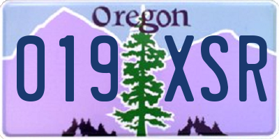OR license plate 019XSR