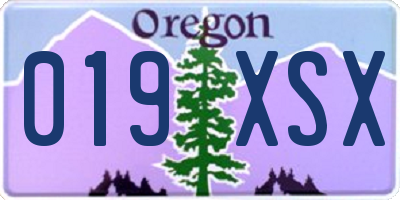 OR license plate 019XSX