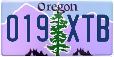 OR license plate 019XTB