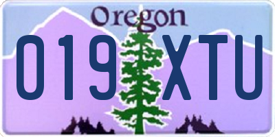 OR license plate 019XTU