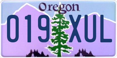 OR license plate 019XUL