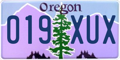 OR license plate 019XUX