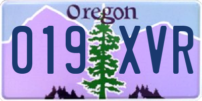 OR license plate 019XVR